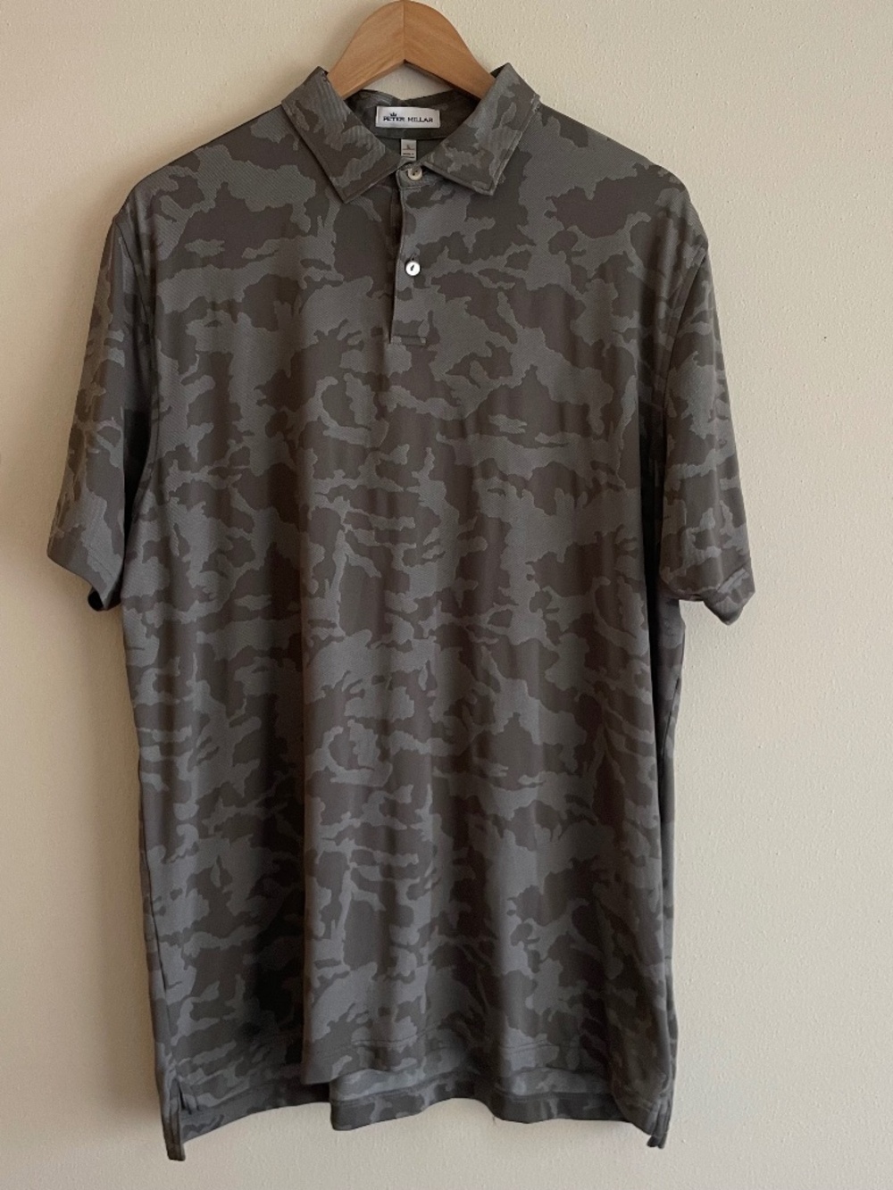 Peter Millar Gray Camo Performance Polo Shirt Breezy Stretch Poly